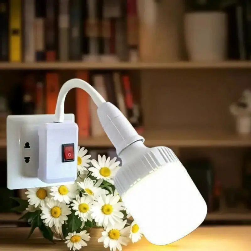 

Convertible E27 Lamp Base LED Light, US Plug, Wall Mounted with Switch Bulb Socket, 1PC