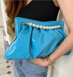 Pochette avec chaîne en perles pour femmes, sac à main, enveloppe de banquet, de soirée, à la mode