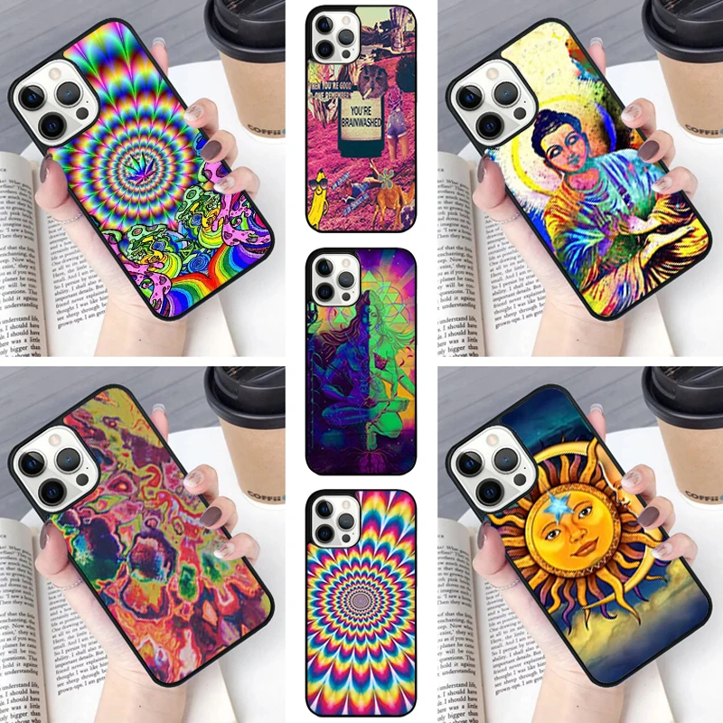 Hippie Trippy Psychedelic Message Abstract Phone Case For iPhone SE2020 15 16 14 13 12 11 Pro Max Coque 8 PLUS 7 fundas