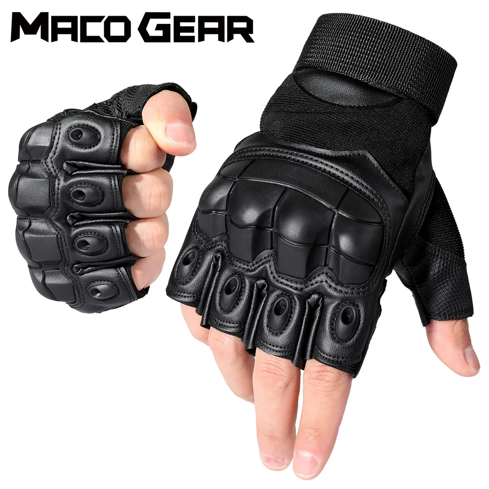 Outdoor PU Leather Tactical Fingerless Gloves Outdoor Gear Shooting Hiking Hunting Sports Cycling Riding Half Finger Gloves