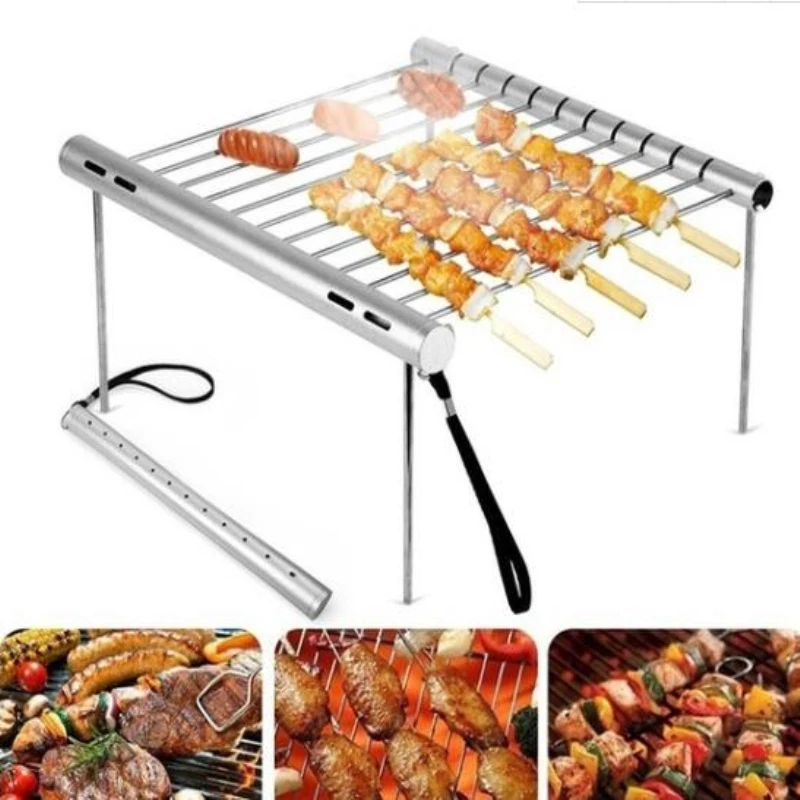 Portable Barbecue Grill Cooking Stainless Steel BBQ Grill Folding Mini BBQ Grill Home Park Picnic Outdoor Barbecue Accessories