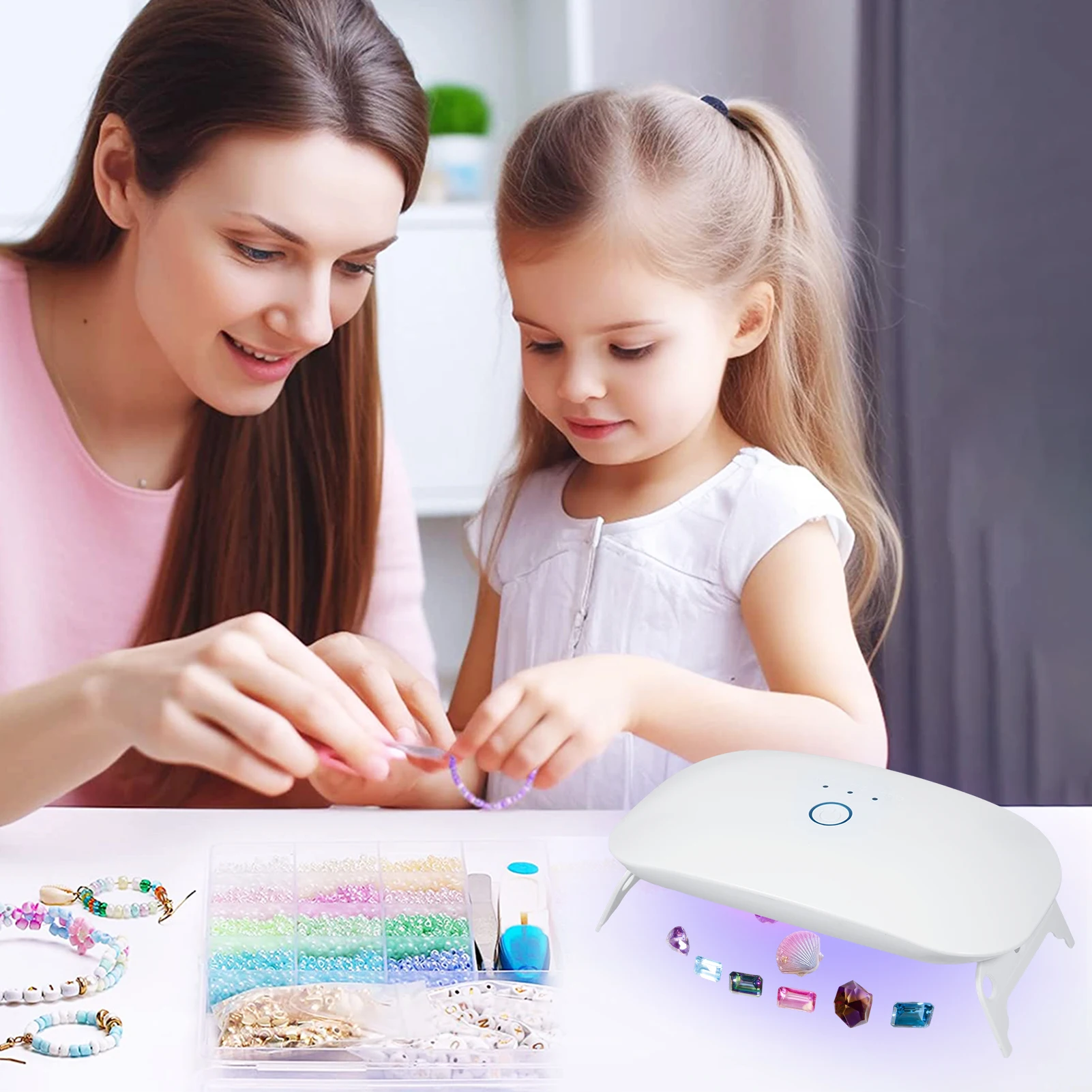 Luz uv para resina 24w lâmpada de resina uv dobrável 365 + 395nm comprimento de onda duplo suporte rápido cura & função temporização peso leve porta