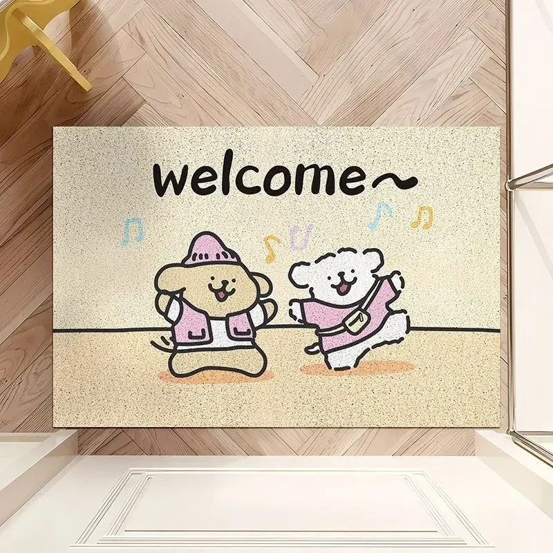 Cartoon Puppy Series Mat Non-slip Easy Clean Rug Wrinkle-Resistant Doormat Indoor Washroom Entrance Decorative Washable Carpet