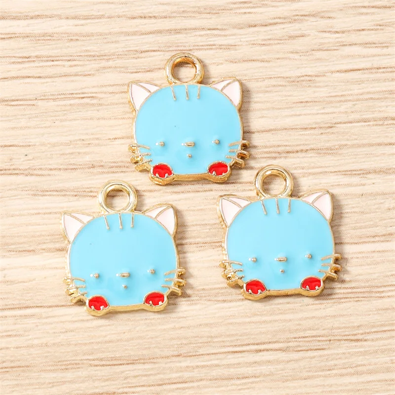 Tusember 20 Stück 14*15mm Niedliche Katzen-Anhänger Emaille Tier-Katzen-Charms für Ohrringe, Armbänder, Halsketten, Anhänger, Schmuckherstellung – Detail 10