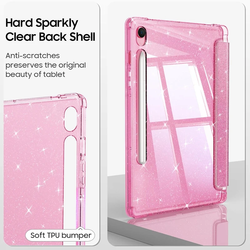 Glittering Sparkly Smart Case For Samsung Galaxy Tab S10 Lite S9 11 Inch S9 S10 FE 10.9 inch with Pencil Holder Shockproof Cover