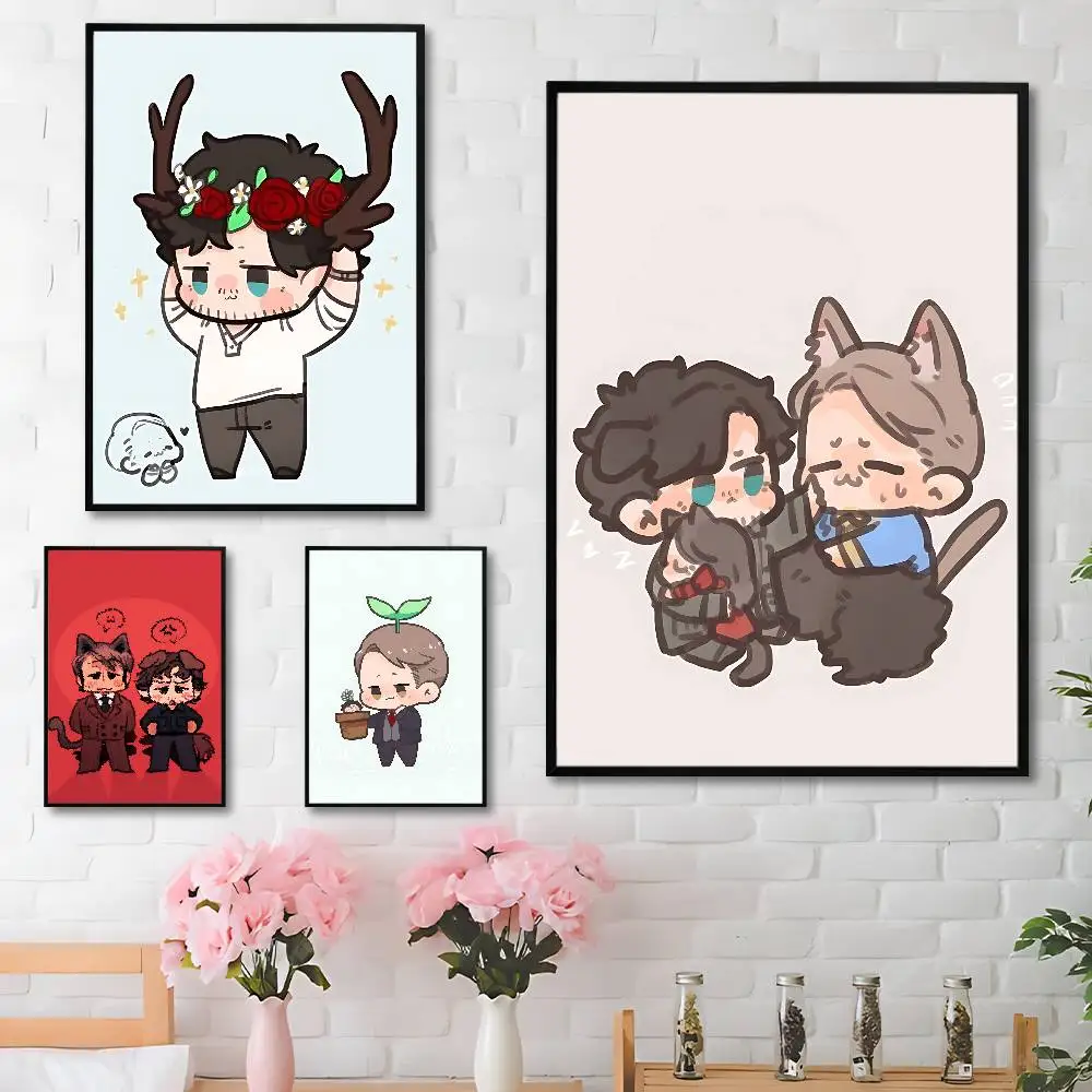 H-Hannibal H-Hannigram Chibi New group Poster HD home decor sticky wall waterproof home living room bar aesthetic decor