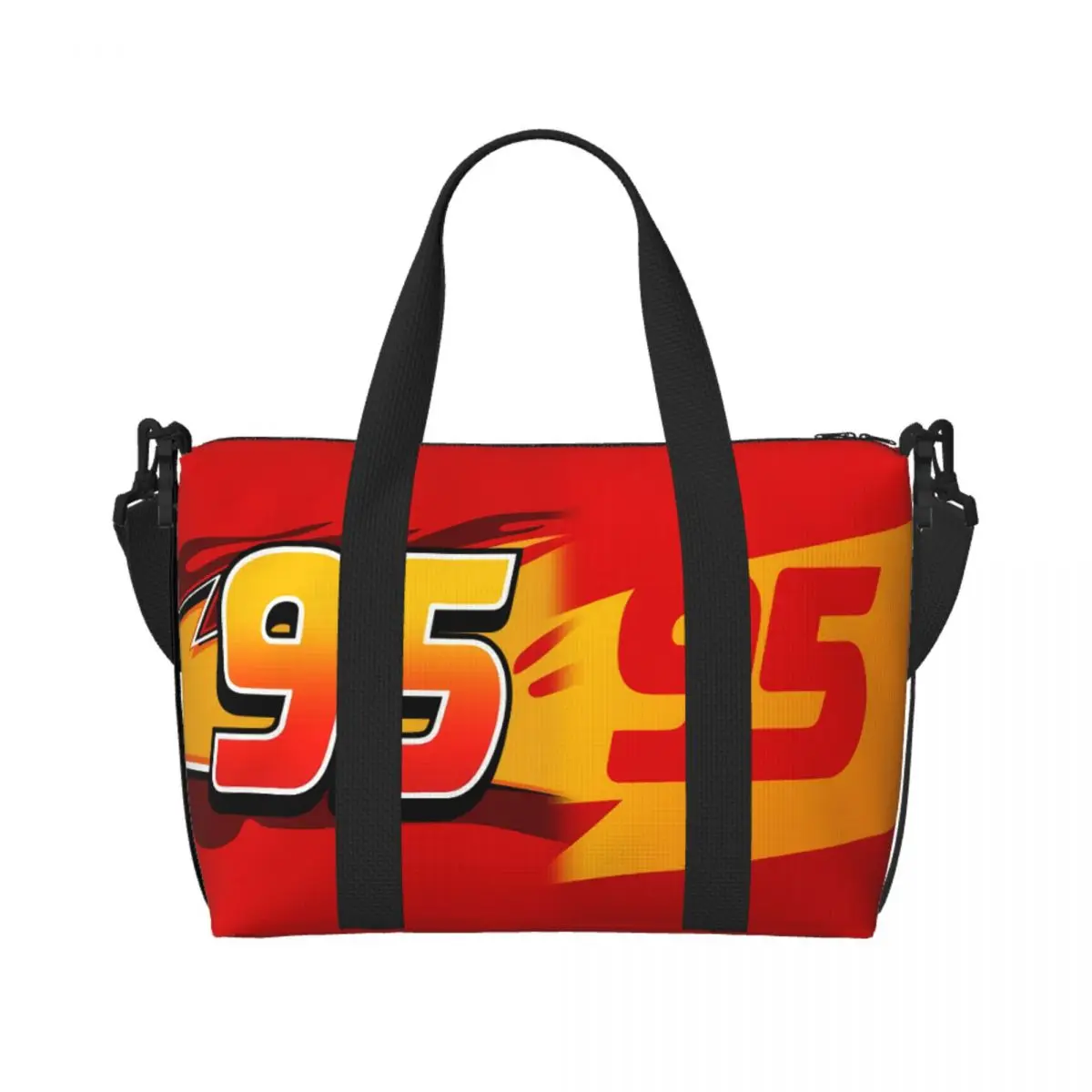 

Custom Cartoon Lightning 95 Cars Kingdom Animation Tote Bag Women Large Capacity Gym Beach Shoulder Travel Bag
