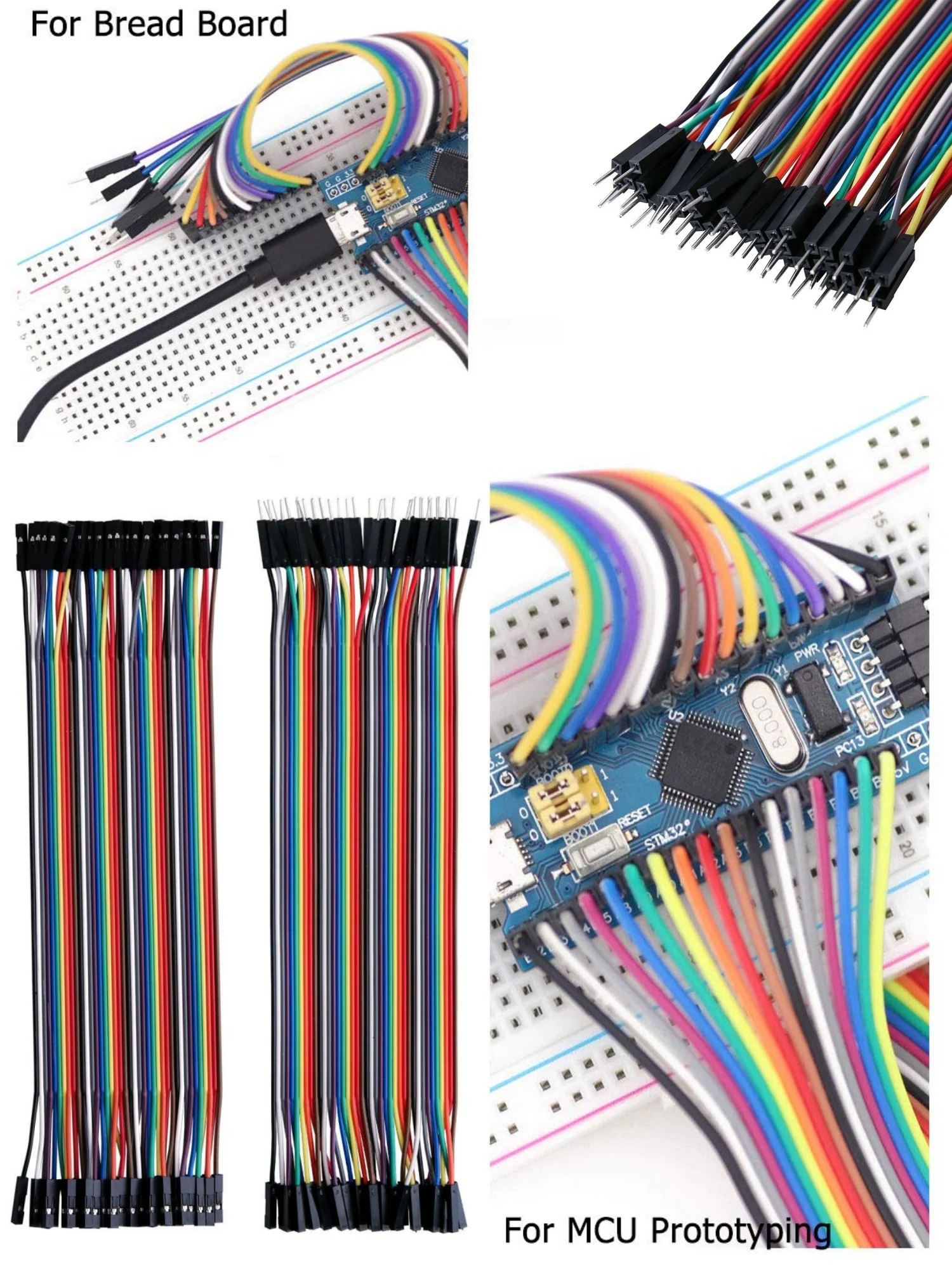 Kit de fils Dupont multicolores 120 pièces: câbles de raccordement pour planche à pain 40 broches mâle-femelle, mâle-mâle, femelle-femelle, pour projets Arduino