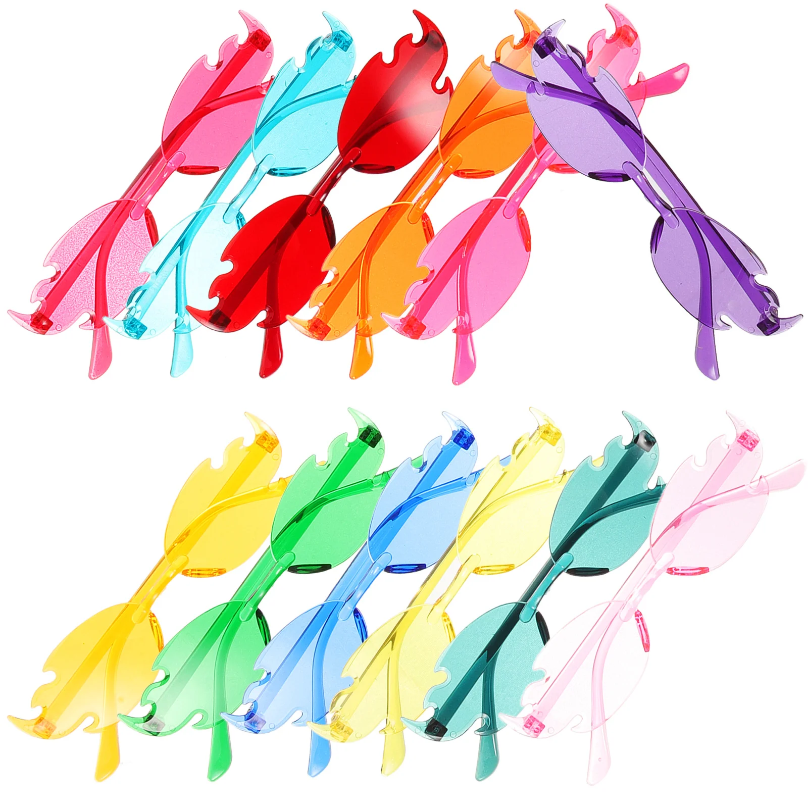 12 pares de gafas de sol sin montura con forma de llama, gafas de sol sin marco de moda para fiestas, gafas de fiesta disco, gafas coloridas divertidas