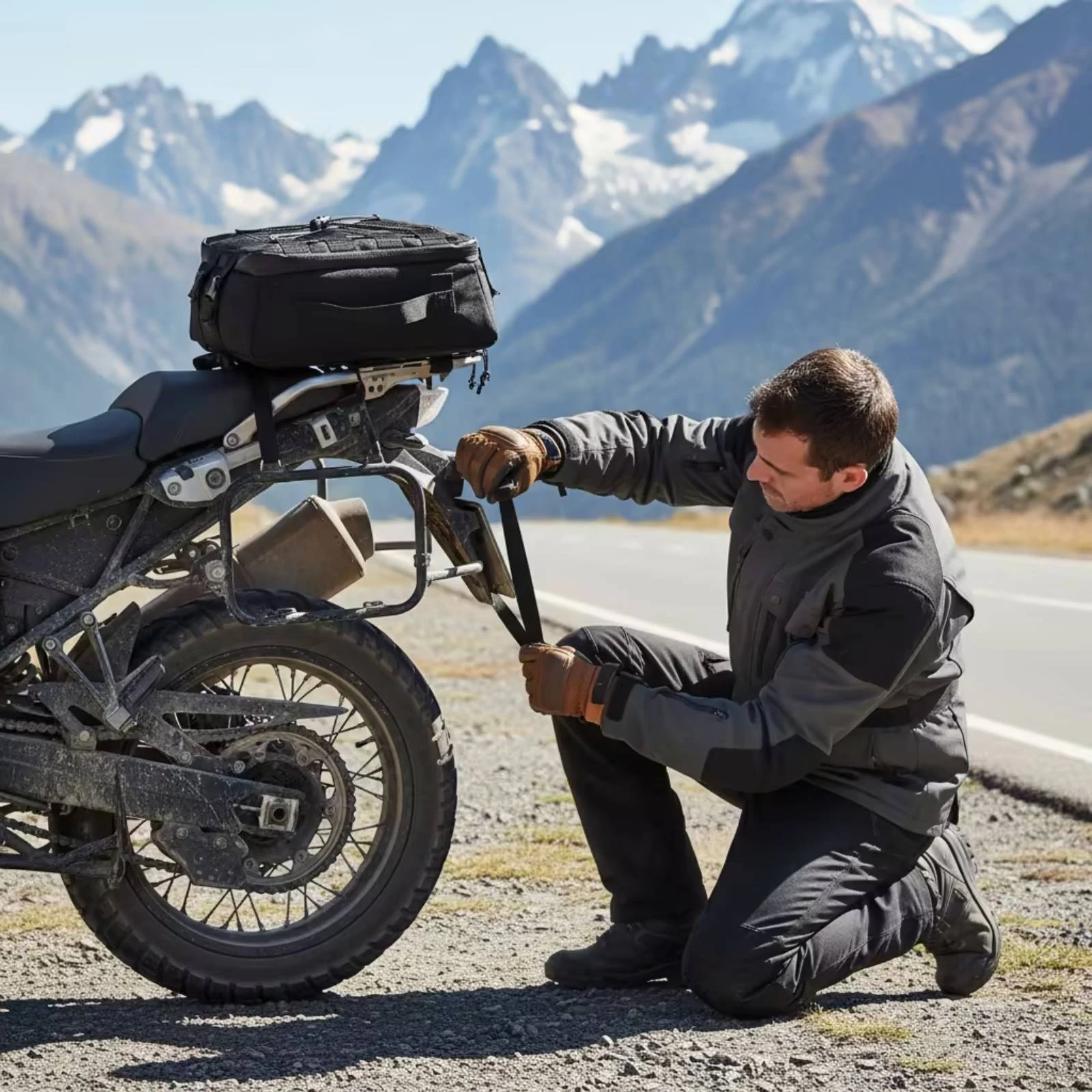 Motorcycle Tail Bag Lightweight Rear Top Bag Motorcycle Luggage with Straps Portable Tear-Resistant for Motorcyclists