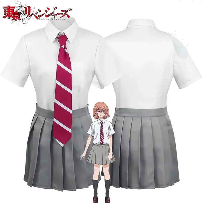 Tachibana Hinata Cosplay Anime Reve-ngers Hinata Tachibana Cosplay Costume JK School Uniform Shirt Tie Skirt Socks Full Set