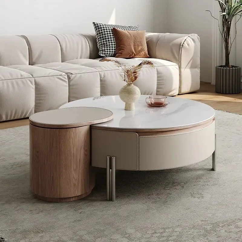 Coffee table living room lifting small apartment light luxury Italian high-end designer rotating small coffee table home