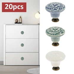 20PCS/Set Ceramic Cabinet Cupboard Door Drawer Pulls Hardware Ceramic Pull Knobs for Kitchen Bathroom Cabinet Wardrobe Cupboard