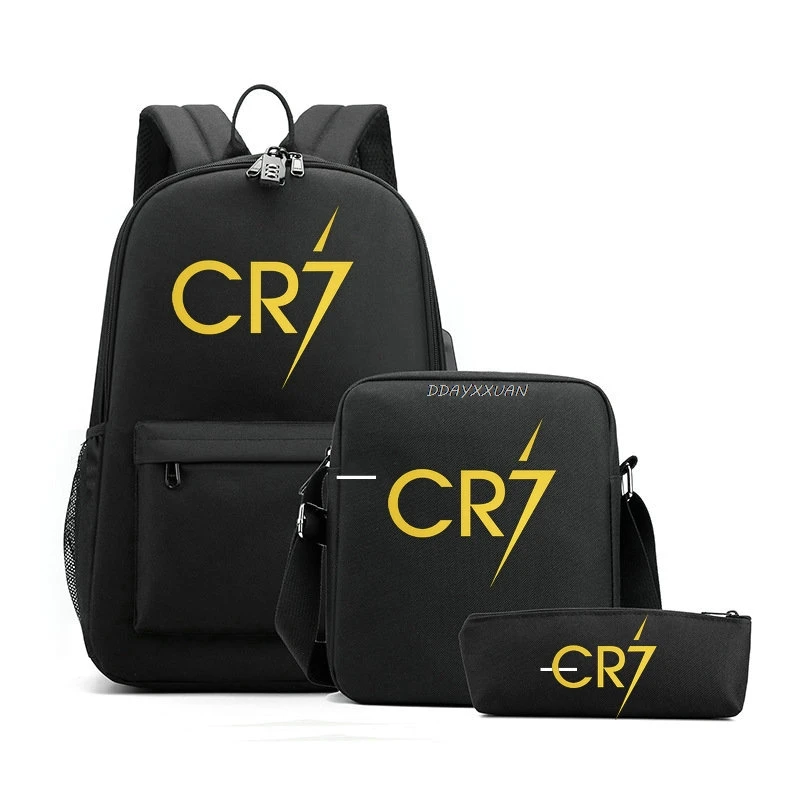 3Pcs/Set CR7 Backpack For Teenager Boys School Bag Laptop Rucksack School Gift Knapsack With Casual Shoulder Bag Pencil Case