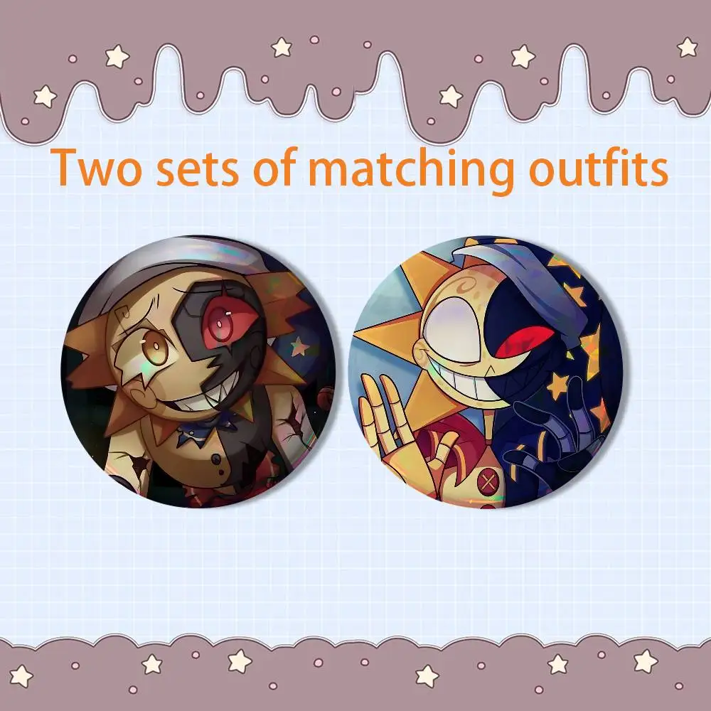 Roxanne Wolf Eclipse FNAF HD Print Round Lapel Pins Pretty Derby 2 piece set Round Display Brooches Brooch Badges