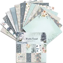 24 Sheets Winter Forest Craft Paper Pads Cutting Dies Art Background Origami Scrapbooking Card Making