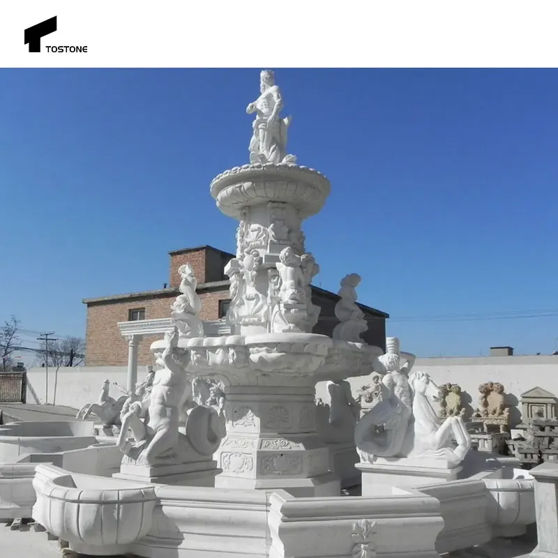 Tostone Custom Handmade White Marble Water Sculpture Fountain Hot Sale for Park Garden Hotel Outdoor Decoration for Exterior