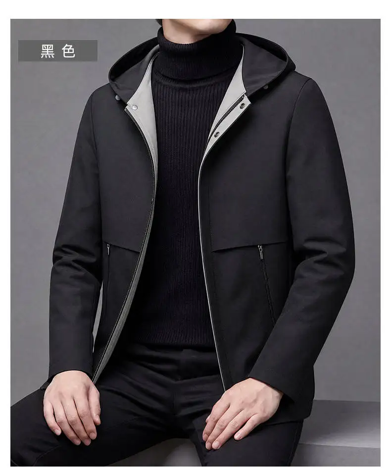 Hochwertige Herren-Freizeitjacken mit Kapuze 2026 Frühling Herbst Outdoor Reißverschluss-Windbreaker Tägliche Kleidung Lockere Einfarbige Mäntel – Detail 12