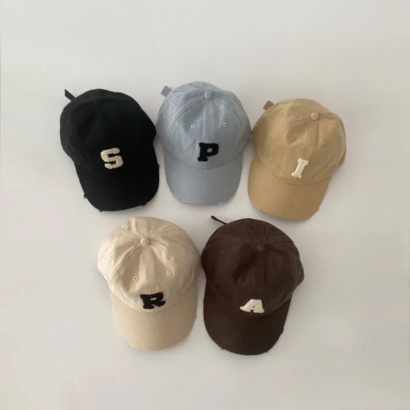 

Модная детская бейсболка с надписью, однотонная хлопковая детская фуражка для детей 1-6 лет, детские солнцезащитные козырьки для мальчиков и девочек, уличные кепки с утконосом