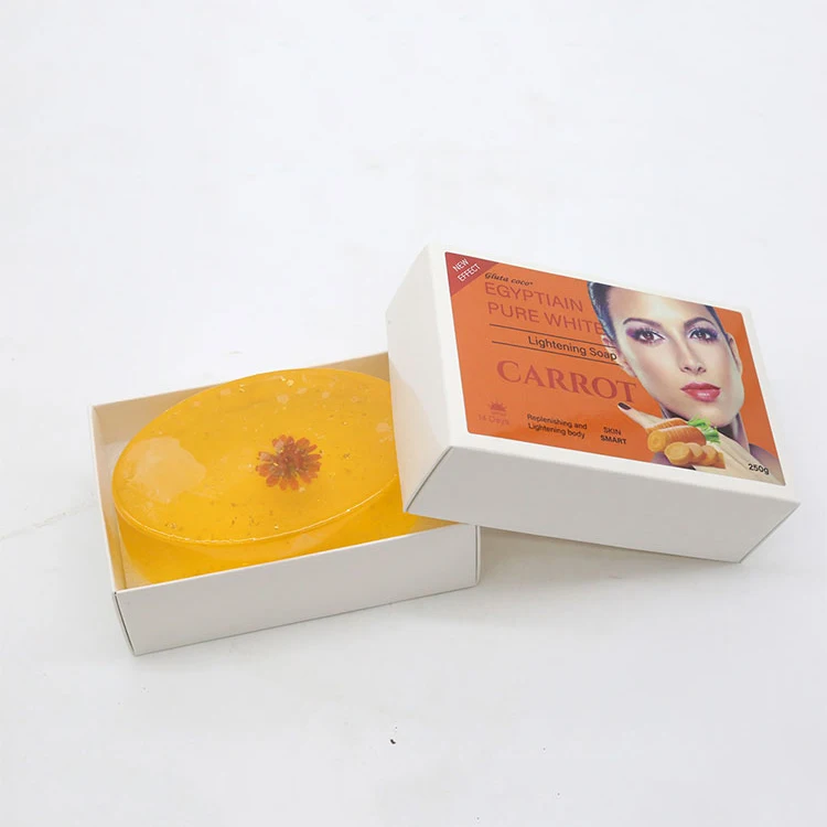 Carrot Lightening Soap with Glutathion Anti Wrinkle Remove Dark Spots Acne Cleansing Exfoliating Organic Beauty Soap