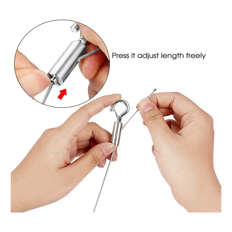 AB47-6 PCS Heavy Duty Stainless Steel Wire Rope, 2M Adjustable Picture Hanging Wire For Mirror Hanging Hardware Light Lamp