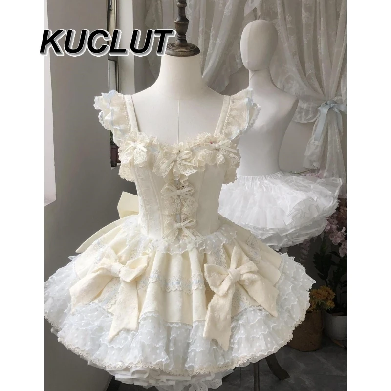 Novedad de verano, vestido dulce de Lolita para chica, vestido de baile informal elegante, cintura bonita, adelgazante, vestidos dulces hinchados de gama alta para mujer, verano