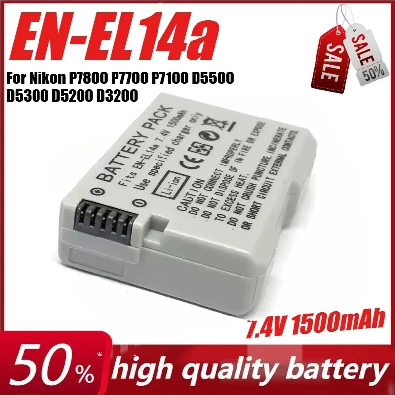 

EN-EL14 EN-EL14a 7.4V 1500mAh Battery for Nikon P7800 P7700 P7100 D5500 D5300 D5200 D3200 D3300 D5100+Charger