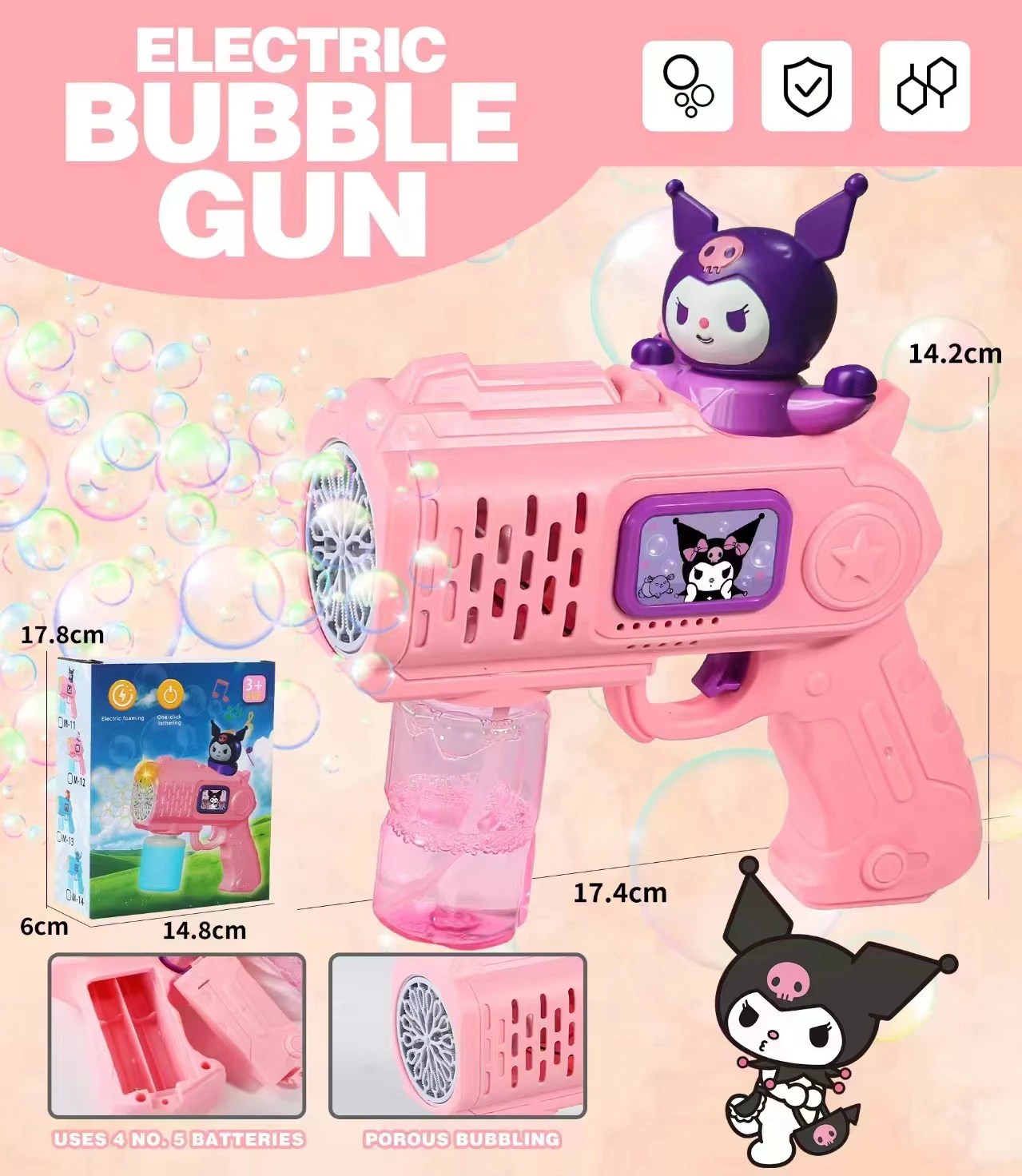 2024 dzieci bańka pistolet-zabawka Sanrio w pełni automatyczne urządzenie do baniek bąbelki pistolet na zewnątrz piasek gra Fantasy zabawka dla