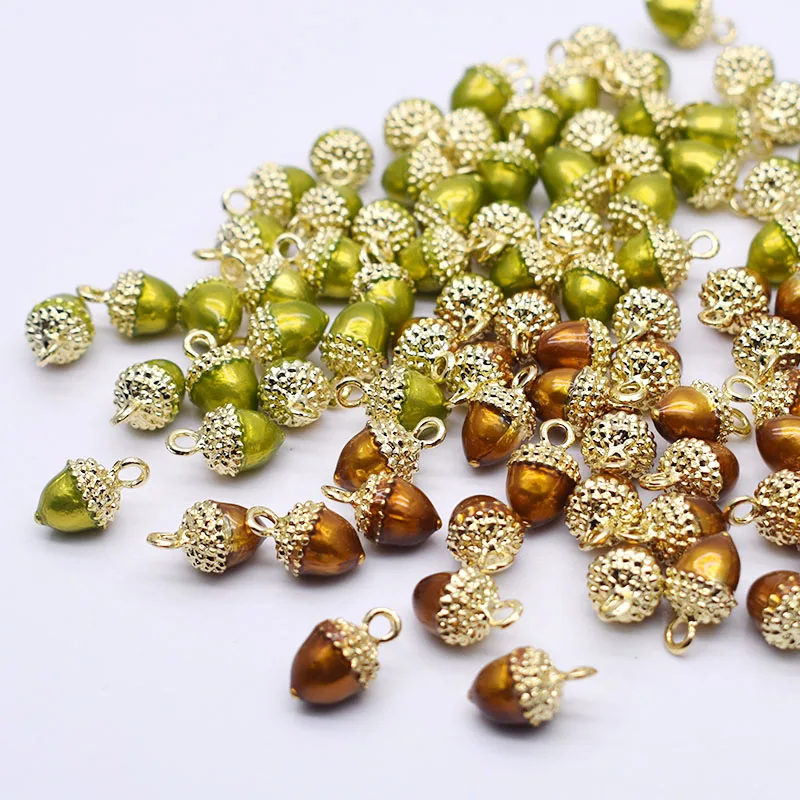 5pcs 9x15mm Alloy Charm Acorn 3D Acorn Charms 3D Pine Nuts Acorn Pendant Charms For Jewelry Making DIY