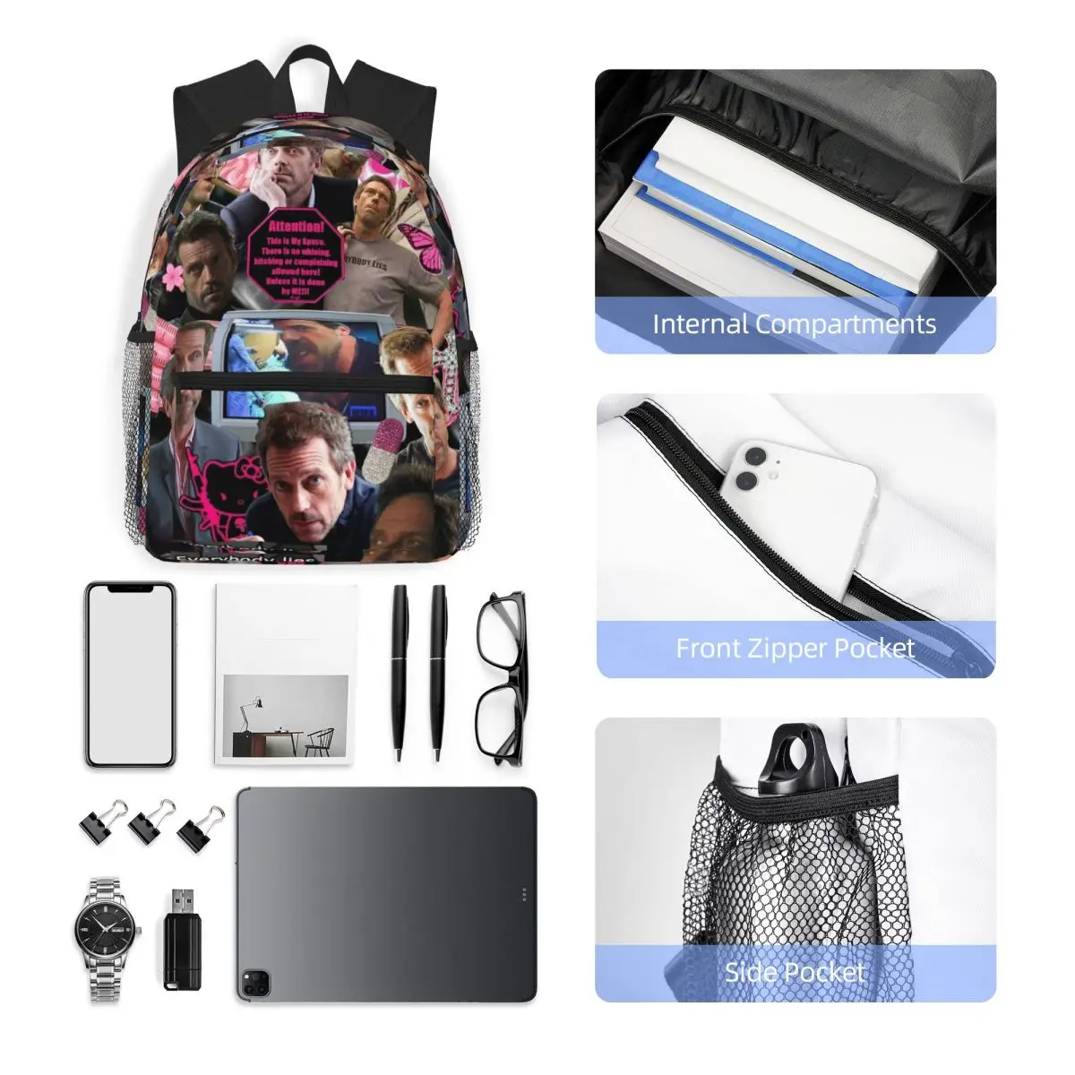 حقيبة ظهر مدرسية للطلاب من دكتور جريجوري هاوس تومورولاند، حقيبة ظهر للمشي لمسافات طويلة والسفر للأولاد والبنات، حقائب كتف #5