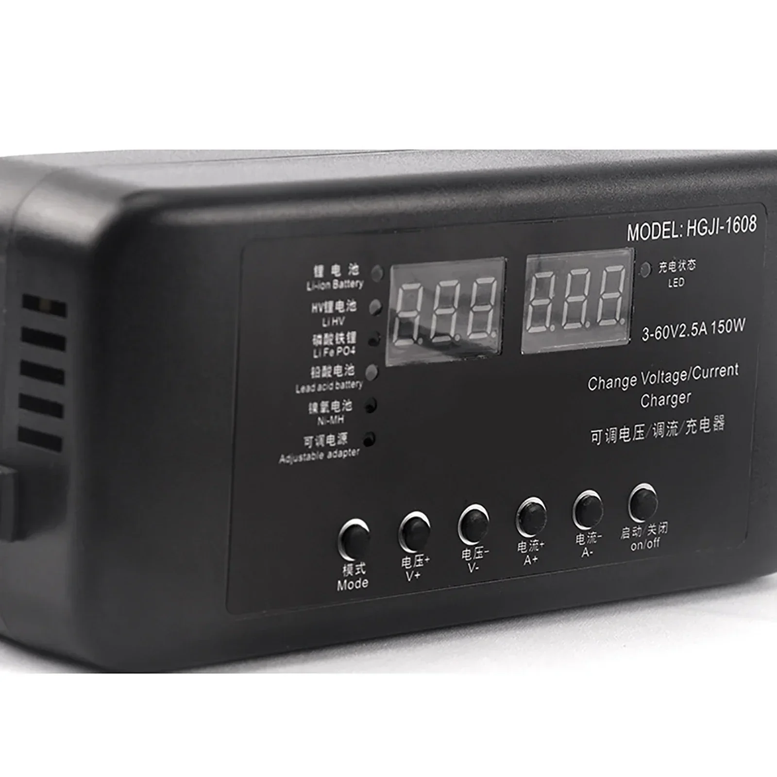 150W Lithium / Li-ion Phosphate / Lead Acid Battery E-Vehicle Power Adapter Charger With Display Screen 3V-60V Adjustable