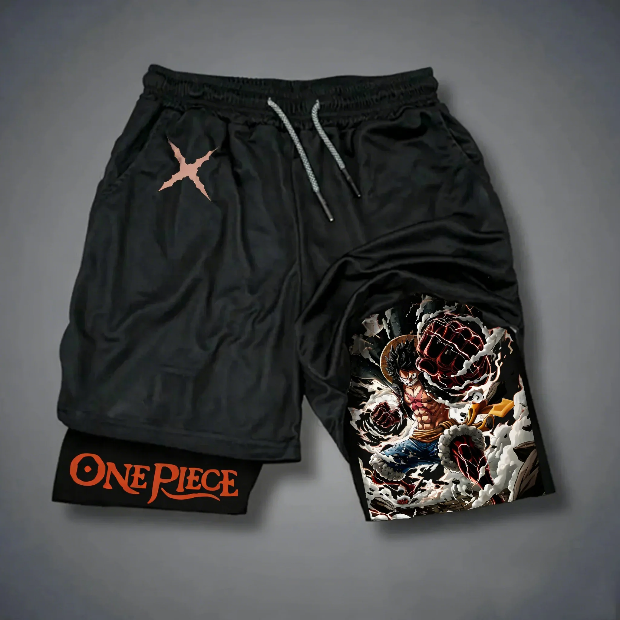 

ONE PIECE Men's Summer Shorts 2026 New Luffy Anime Gear 4 Printed Football Swimming Breathable Speed Drying 2-in-1 Sports Shorts