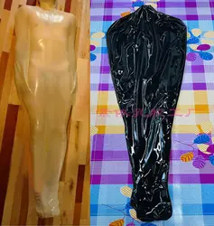 Latex catsuit sleep bag with inner arm sleeve no zip neck entry fixed arm sleeve