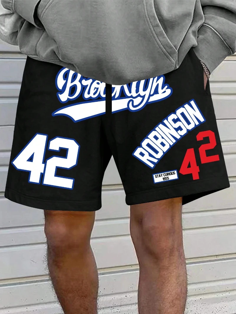 

Men's Loose Basketball Letter Print Casual Athletic Shorts, Summer Men Streetwear Shorts, Graphic Men Shorts, Emo Shorts
