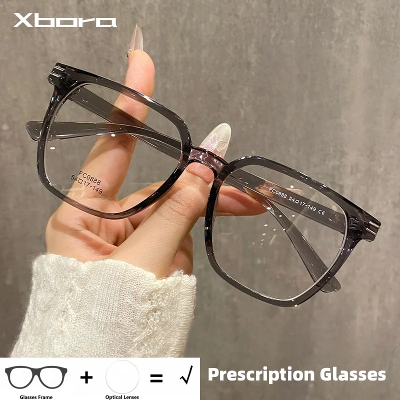 

Xbora Fashion TR90 Square Glasses Frame Women Optical Progressive Men's Myopia Prescription Eyewear full frame Eyeglasses 0888CF