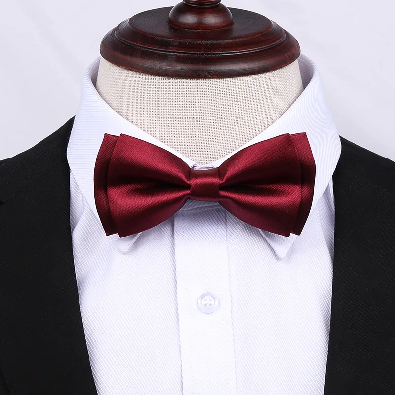 Corbata de lazo superior brillante burdeos, pajaritas de boda para hombre, corbatas de camisa de boda