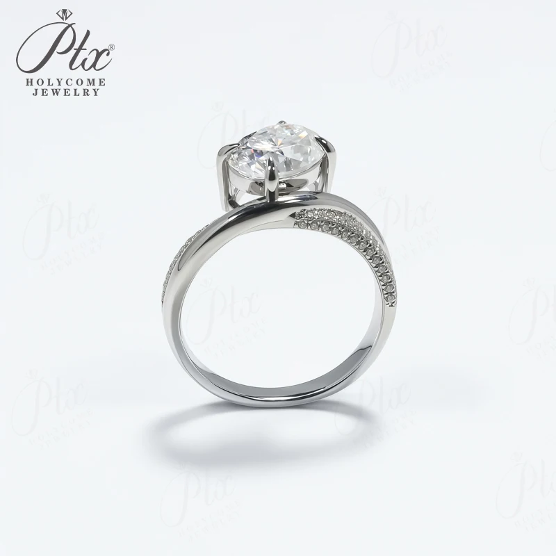 Anéis personalizados formato oval 2ct moissanite corte seta 925 prata esterlina aliança de casamento qualidade premium presente de aniversário exclusivo