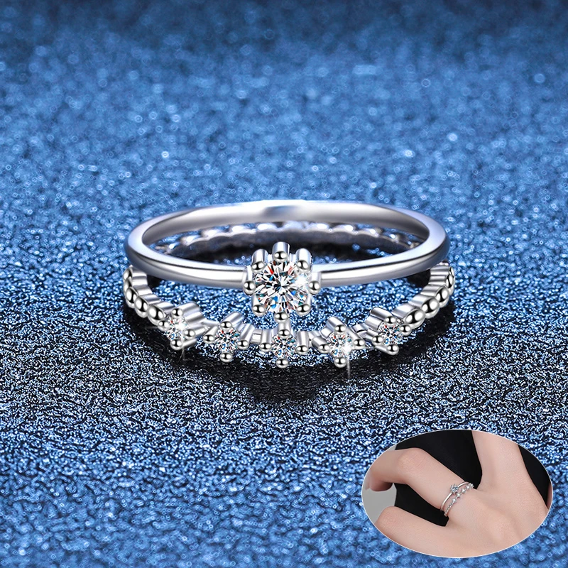 

Apaison 3 mm D Color Real Moissanite Rings For Women 925 Sterling Silver Eternity Ring Wedding Band Girl Double Row Fine Jewelry