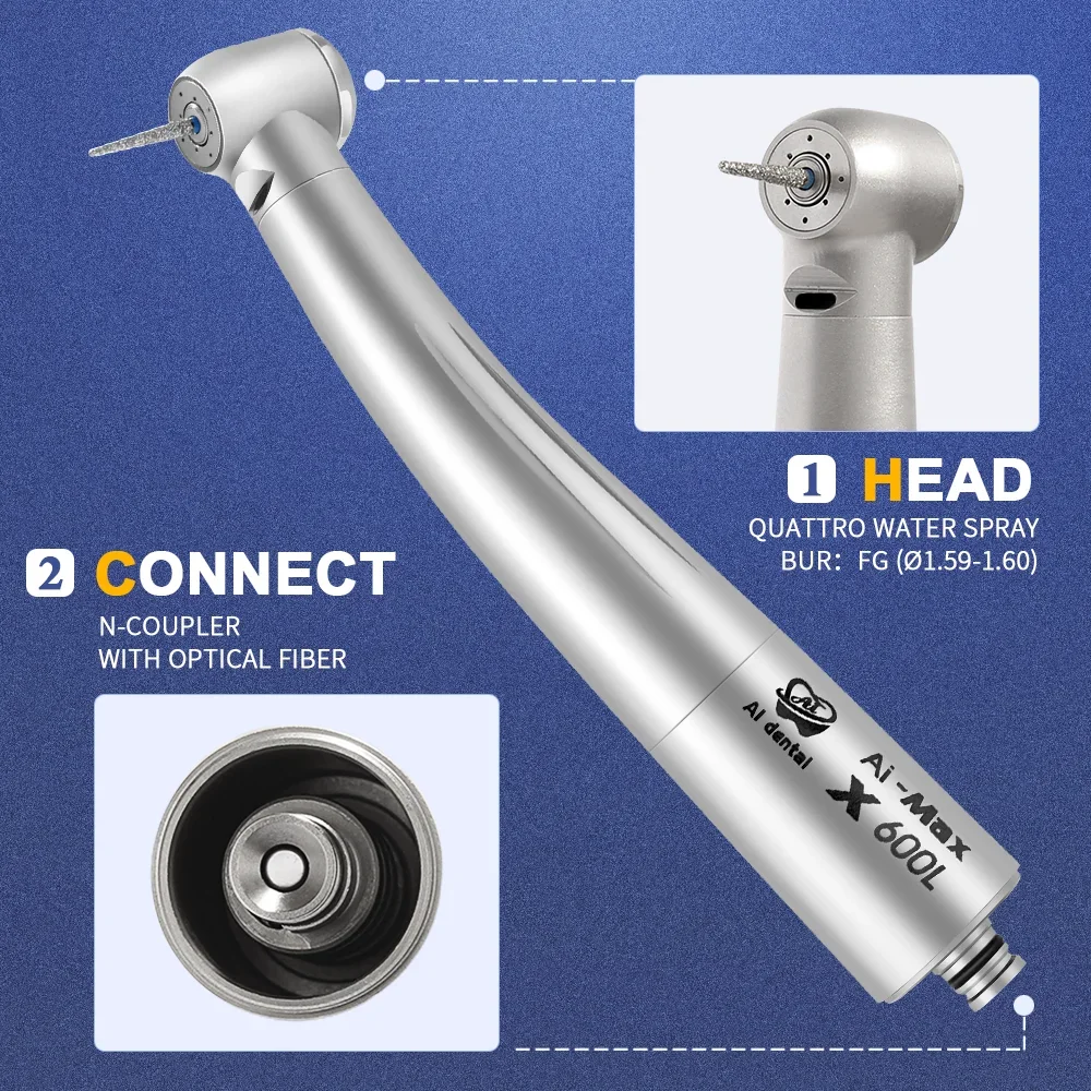 AI-X600L Standard Head 21W Power Led High Speed Air Turbine Handpiece Connect N-Coupling Den tal chair Ceramic Bearings Cartridg