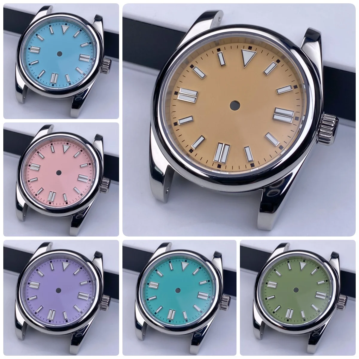 Caja NH35 de 36mm con bisel R, cristal de zafiro, resistente al agua, compatible con esfera de 28,5mm, accesorios para reloj con movimiento NH35 NH36 NH38