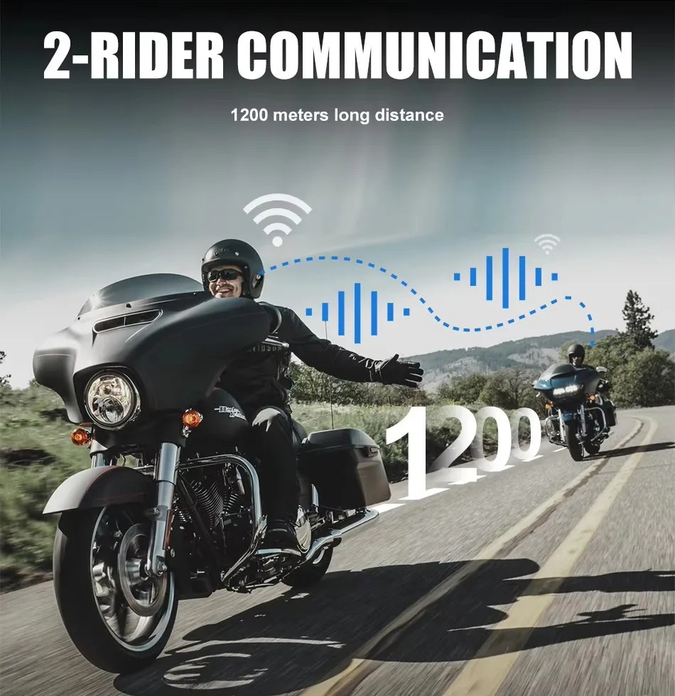 Monystar Helmet Headset S2 Motorcycle Bluetooth Intercom For 2 Rider 1200M Intercomunicador Moto Interphone BT 5.1 Waterproof Bi image 2