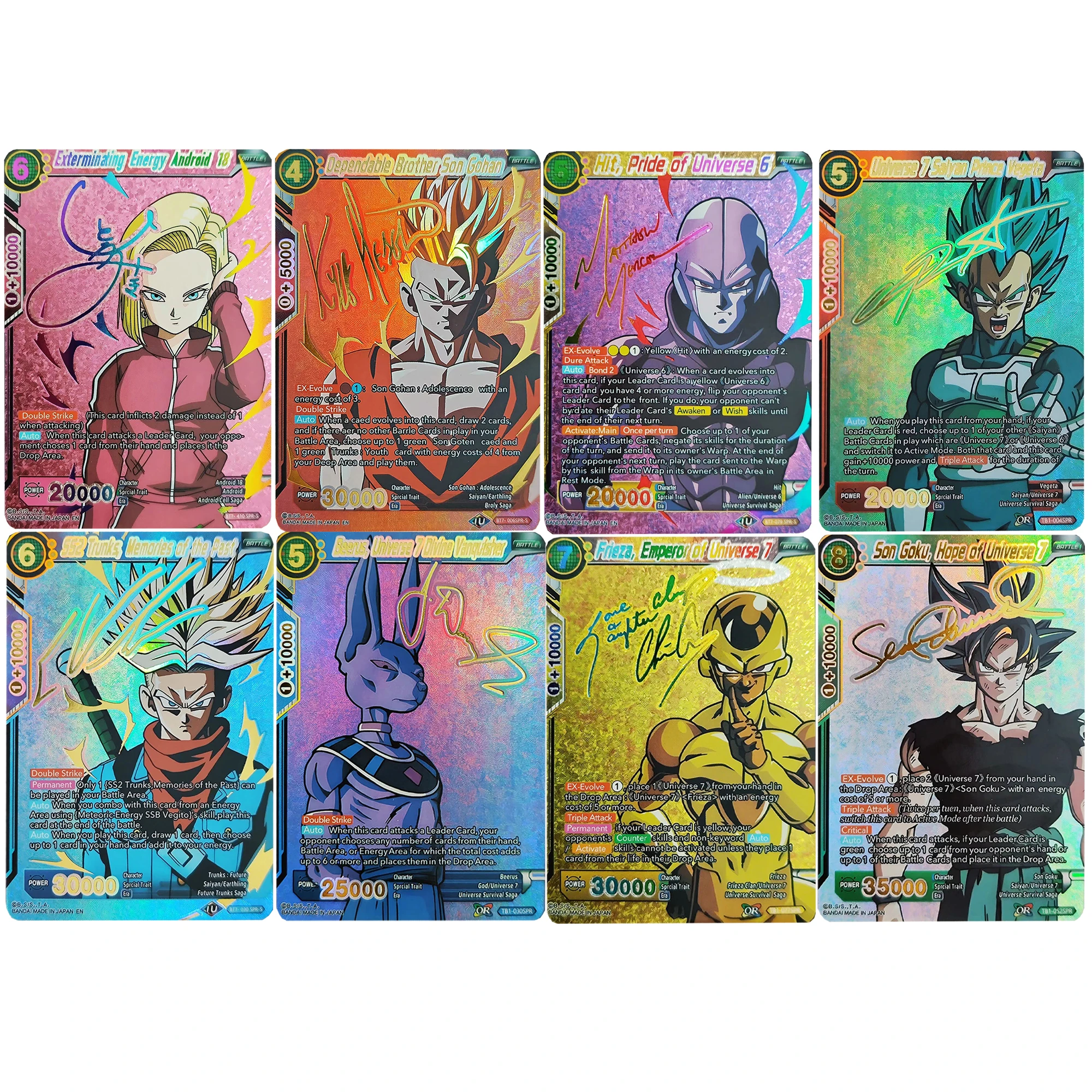 

63X88Mm 8Pcs/set Diy Son Goku Android 18 Tcg Collection Card Refraction Color Flash Hitto Vegeta Iv Anime Cards Gifts Toys