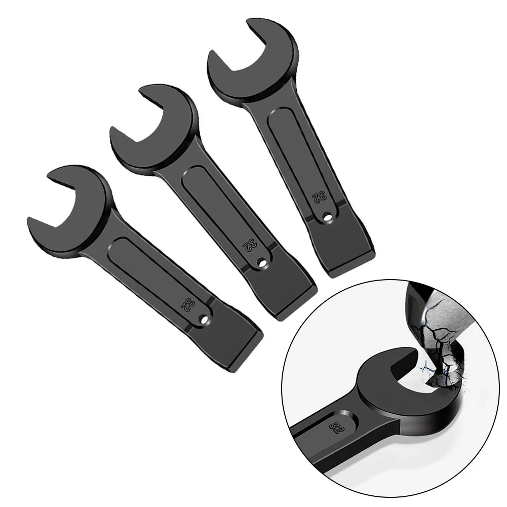 1pc 24-50mm Open End Striking Wrench High Tensile Steel Single Head Wrench Black Spanner Open-end Knocking Wrench Hand Tool ﻿