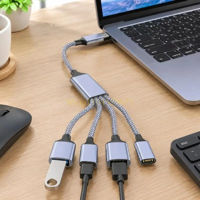 Best Seller Four-Way USB-A Expansion Splitter USB Hubs with Mixed USB-A and Type C Outputs for Mouse, Keyboard, Card Reader, and