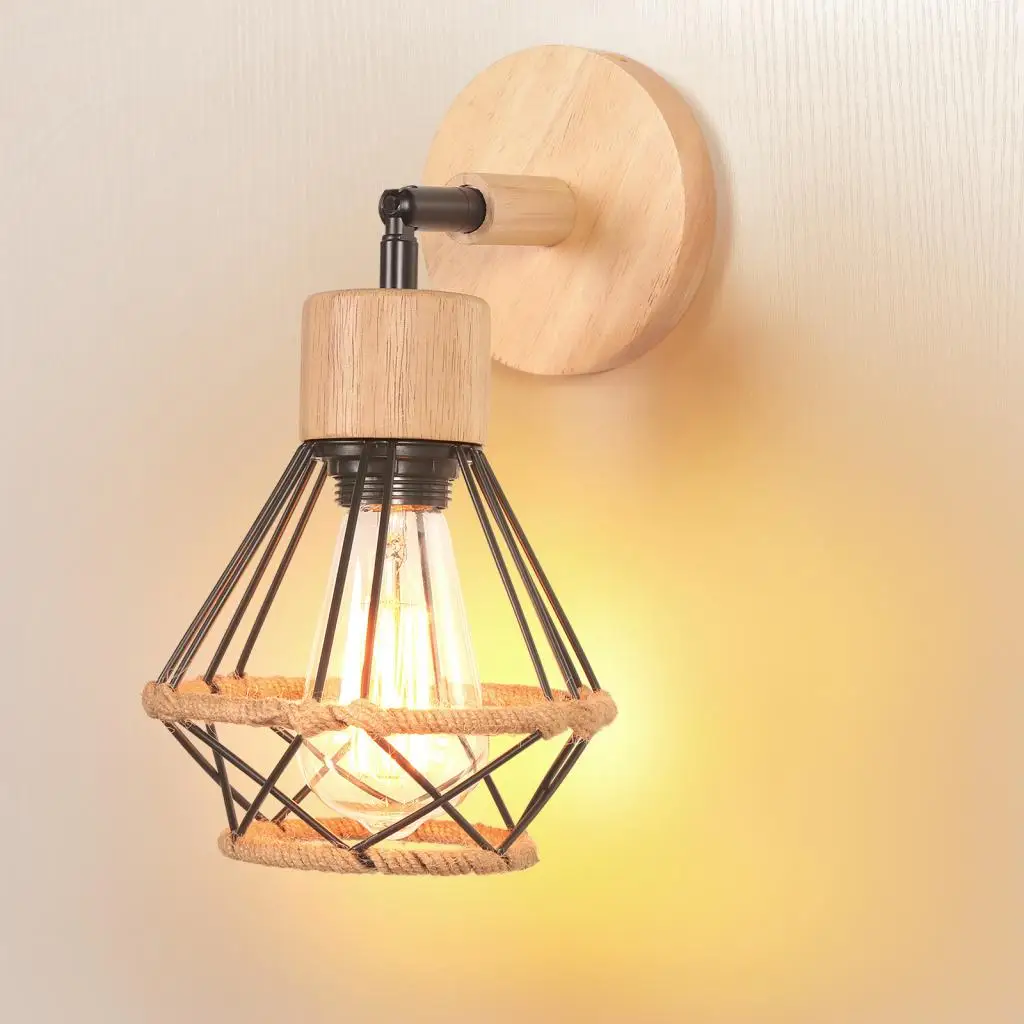 

Retro Wood Wall Lamps Vintage Sconce Ceiling Pendant Lights Fixture Indoor Home Decor Dining Room Bedside Lamp Bedroom Lighting