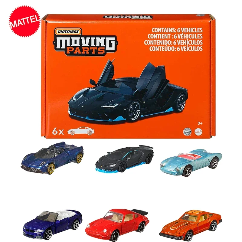 Original Mattel Matchbox Car Set Moving Parts 6-Pack SportCar with Moveable Dool Vehicle Toys for Boys Collection Birthday Gift