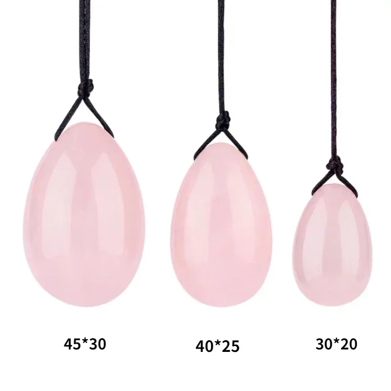 

Set Natural Rose Quartz Yoni Egg Set Jade Egg Vaginal Muscle Firming Kegel Sports Crystal Yoni Wand Massage Stone Pink