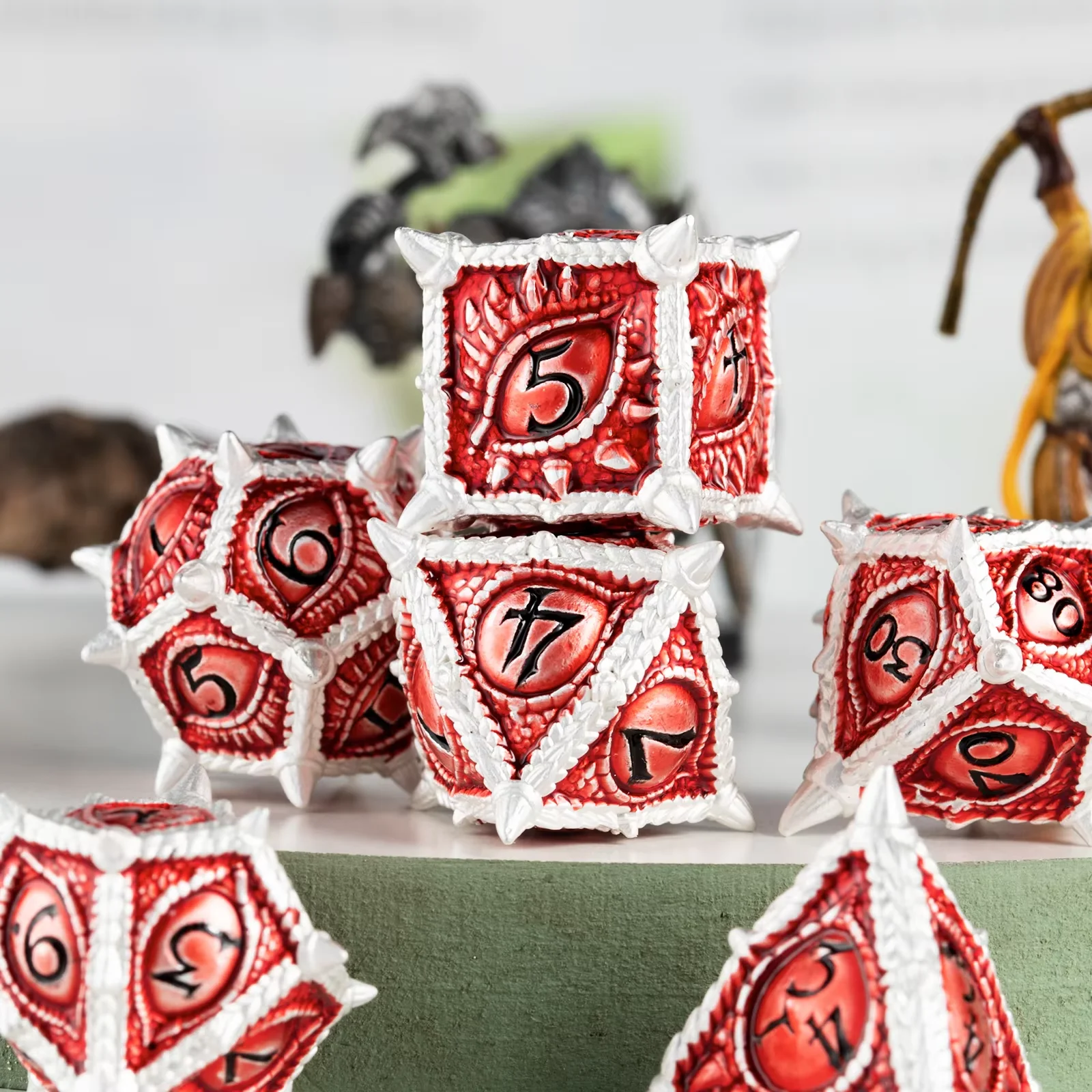 DND ألعاب النرد التنين مجموعة النردات المعدنية ل الزنزانات والتنينات 7 قطعة النرد المعدني متعدد السطوح جامع DND لعبة لاعب D & D مجموعة النرد #5