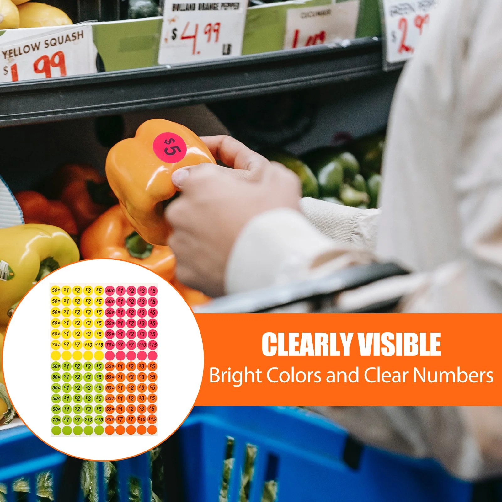 

10 листов круглых ценников: яркие этикетки для распродажи для супермаркетов, торговых центров, магазинов, решение для отображения цен для малого бизнеса