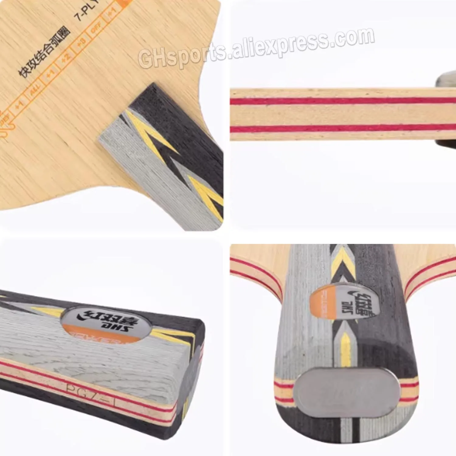 DHS POWER G7 PG7 Tischtennisschläger Reines Holz 7-lagig für Tischtennisschläger Ping-Pong-Schläger – Detail 5